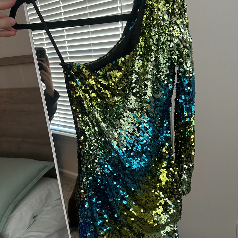 Banjul Multicolor Sequin One-Shoulder Dress